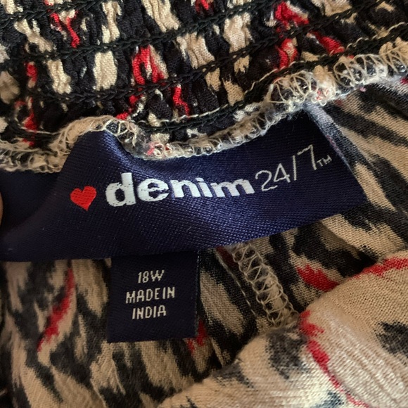 DENIM 24/7 Wide Leg Palazzo Pants Red Black & Tan Print Women’s Plus Size 18 - Picture 7 of 9